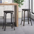 Tabourets de comptoir pivotants sans dossier de 61,6 cm en fer industriel moderne