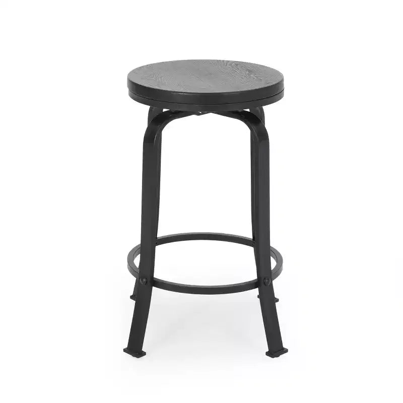 Tabourets de comptoir pivotants sans dossier de 61,6 cm en fer industriel moderne