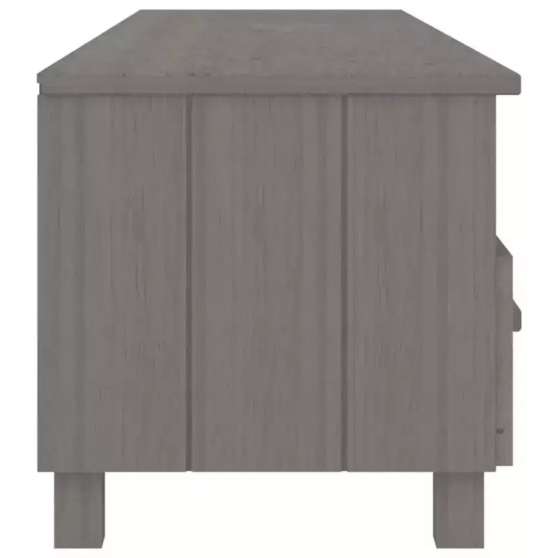 Meuble TV/Buffet Pin Gris Clair - 158 x 40 x 40 cm | Bois Massif, MDF | 3 Tiroirs, 3 Compartiments