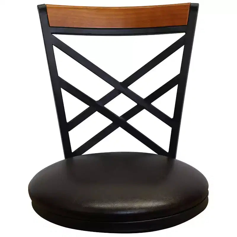 Tabouret de bar pivotant en métal avec dossier double X et siège en similicuir rembourré, espresso et noir