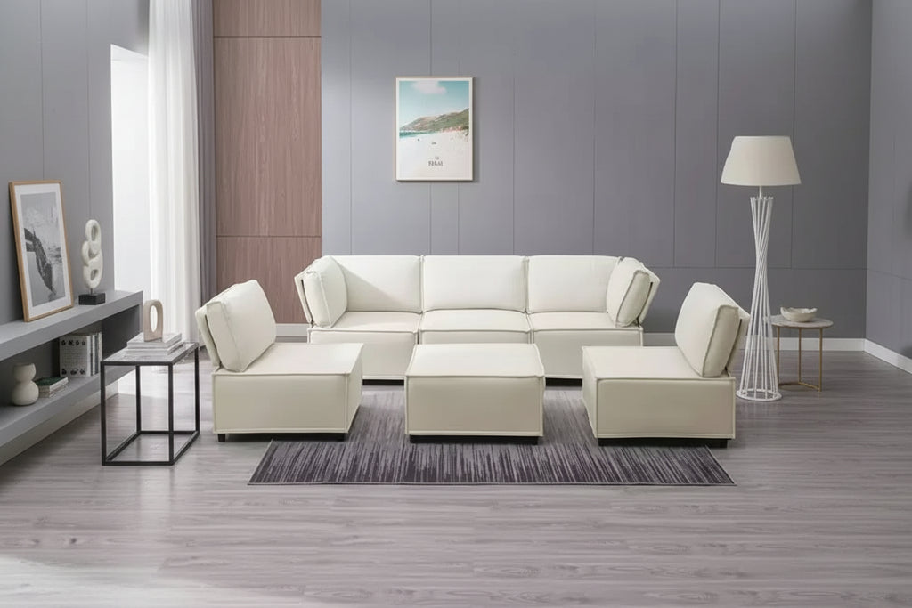 Canapé modulaire sectionnel en U ou en L avec pouf, grand canapé-lit moderne convertible et réversible