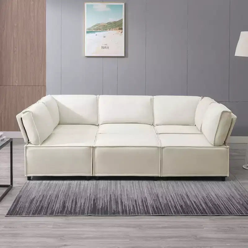 Canapé modulaire sectionnel en U ou en L avec pouf, grand canapé-lit moderne convertible et réversible