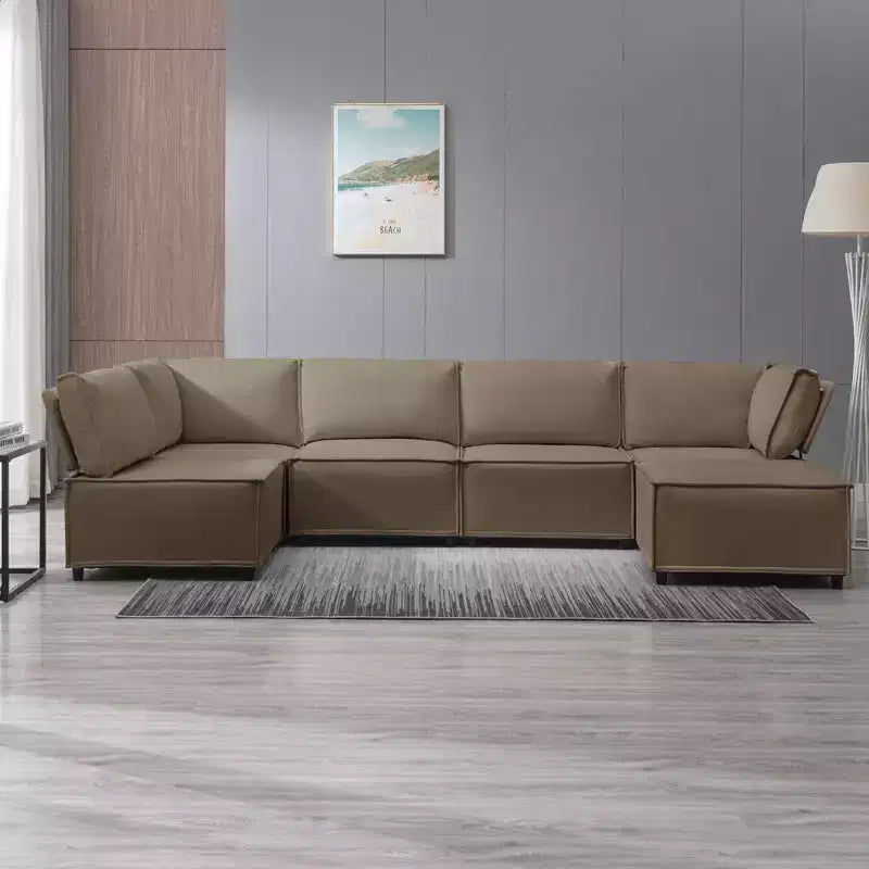 Canapé modulaire sectionnel en U ou en L avec pouf, grand canapé-lit moderne convertible et réversible