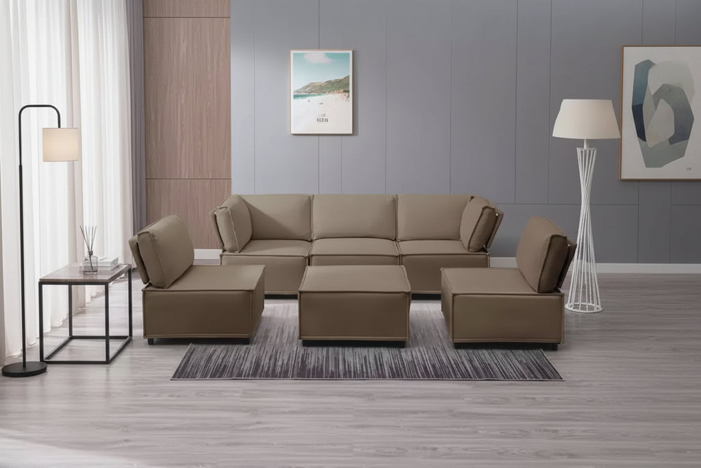 Canapé modulaire sectionnel en U ou en L avec pouf, grand canapé-lit moderne convertible et réversible
