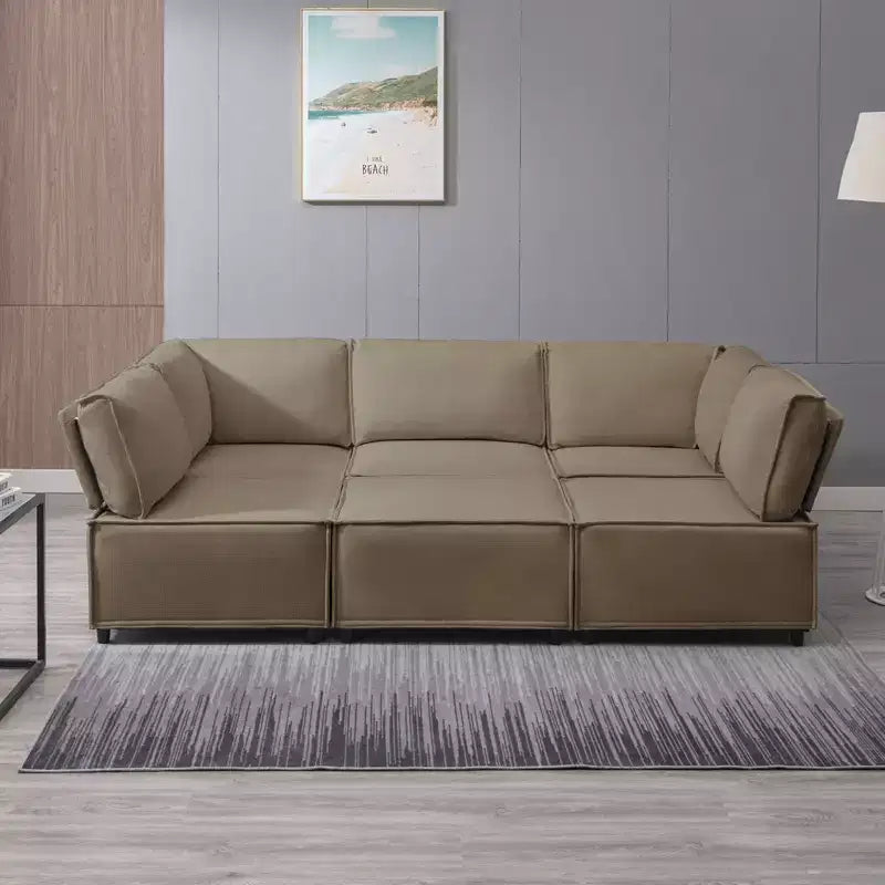 Canapé modulaire sectionnel en U ou en L avec pouf, grand canapé-lit moderne convertible et réversible