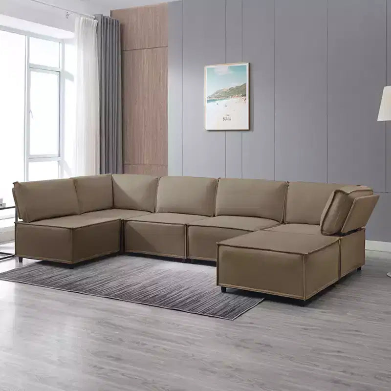 Canapé modulaire sectionnel en U ou en L avec pouf, grand canapé-lit moderne convertible et réversible