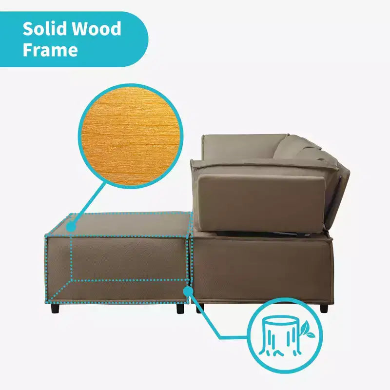 Canapé modulaire sectionnel en U ou en L avec pouf, grand canapé-lit moderne convertible et réversible