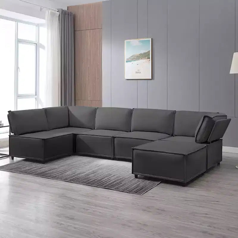 Canapé modulaire sectionnel en U ou en L avec pouf, grand canapé-lit moderne convertible et réversible