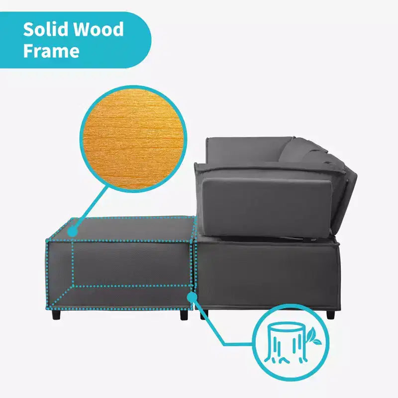 Canapé modulaire sectionnel en U ou en L avec pouf, grand canapé-lit moderne convertible et réversible