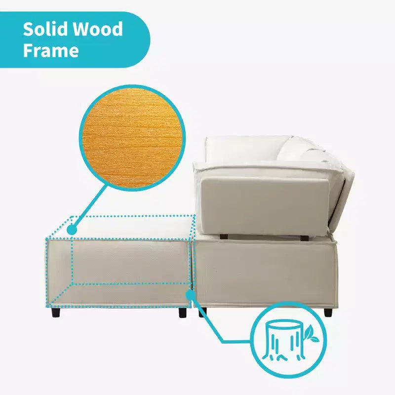 Canapé modulaire sectionnel en U ou en L avec pouf, grand canapé-lit moderne convertible et réversible