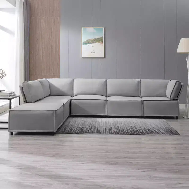 Canapé modulaire sectionnel en U ou en L avec pouf, grand canapé-lit moderne convertible et réversible