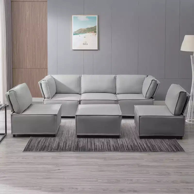 Canapé modulaire sectionnel en U ou en L avec pouf, grand canapé-lit moderne convertible et réversible