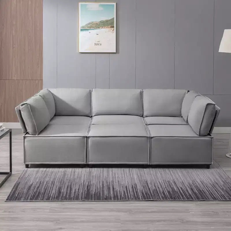 Canapé modulaire sectionnel en U ou en L avec pouf, grand canapé-lit moderne convertible et réversible