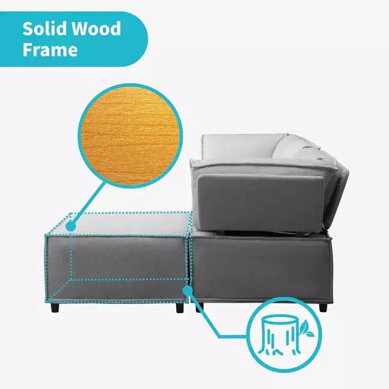 Canapé modulaire sectionnel en U ou en L avec pouf, grand canapé-lit moderne convertible et réversible