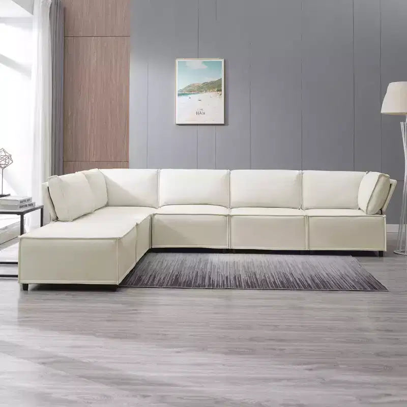 Canapé modulaire sectionnel en U ou en L avec pouf, grand canapé-lit moderne convertible et réversible