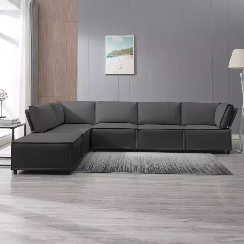 Canapé modulaire sectionnel en U ou en L avec pouf, grand canapé-lit moderne convertible et réversible
