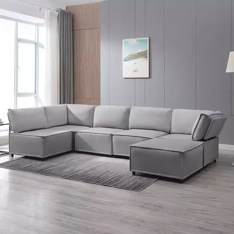 Canapé modulaire sectionnel en U ou en L avec pouf, grand canapé-lit moderne convertible et réversible