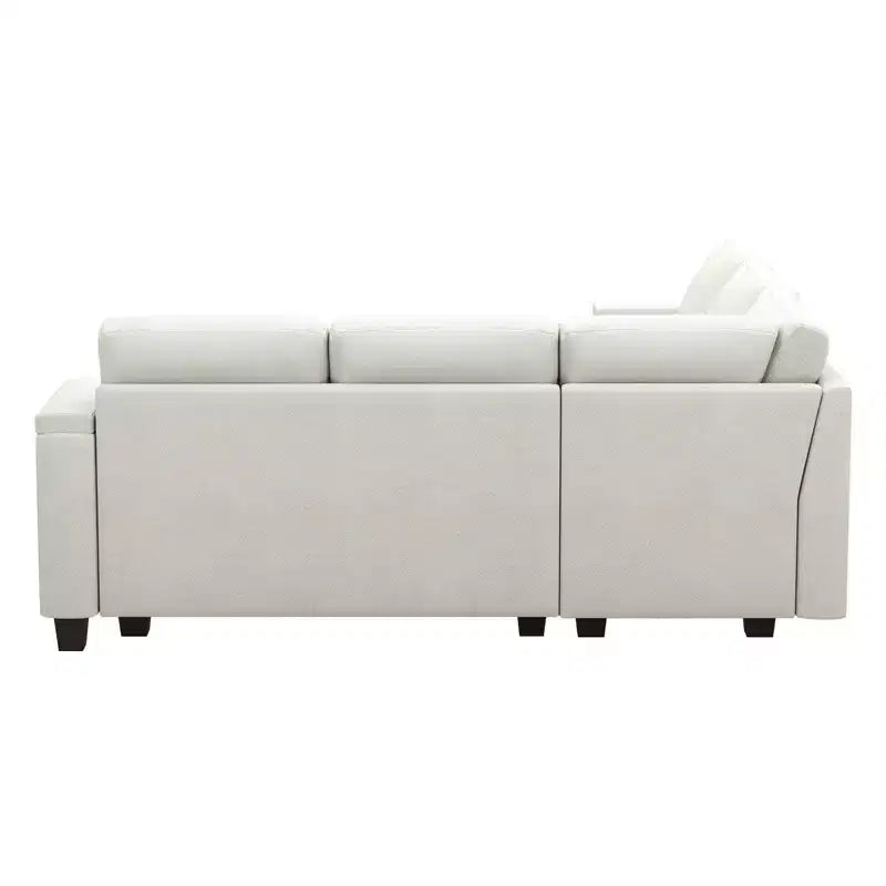 Canapé d'angle en tissu - Modulaire avec rangement intégré et porte-gobelet amovible