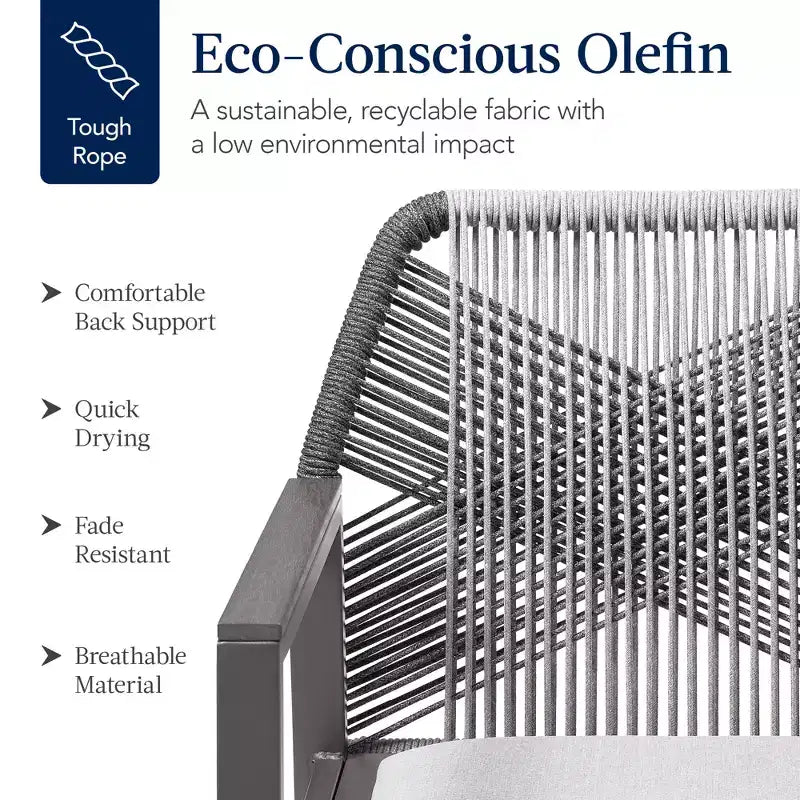 Chaises de salle à manger en corde tressée d'aluminium, avec accoudoirs, pour l'intérieur et l'extérieur