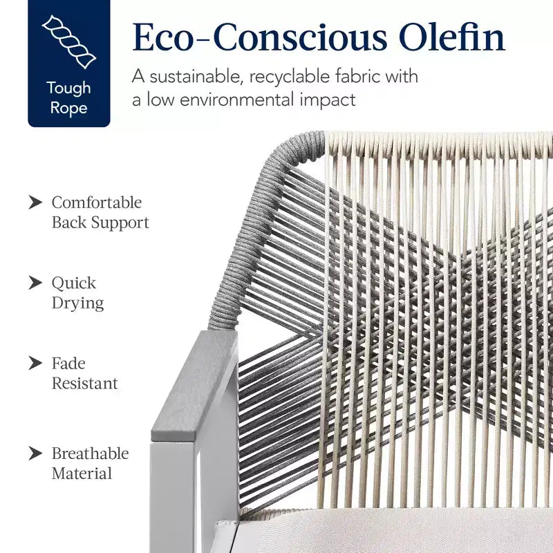 Chaises de salle à manger en corde tressée d'aluminium, avec accoudoirs, pour l'intérieur et l'extérieur