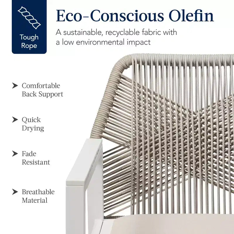 Chaises de salle à manger en corde tressée d'aluminium, avec accoudoirs, pour l'intérieur et l'extérieur