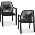 Chaises de salle à manger en corde tressée d'aluminium, avec accoudoirs, pour l'intérieur et l'extérieur