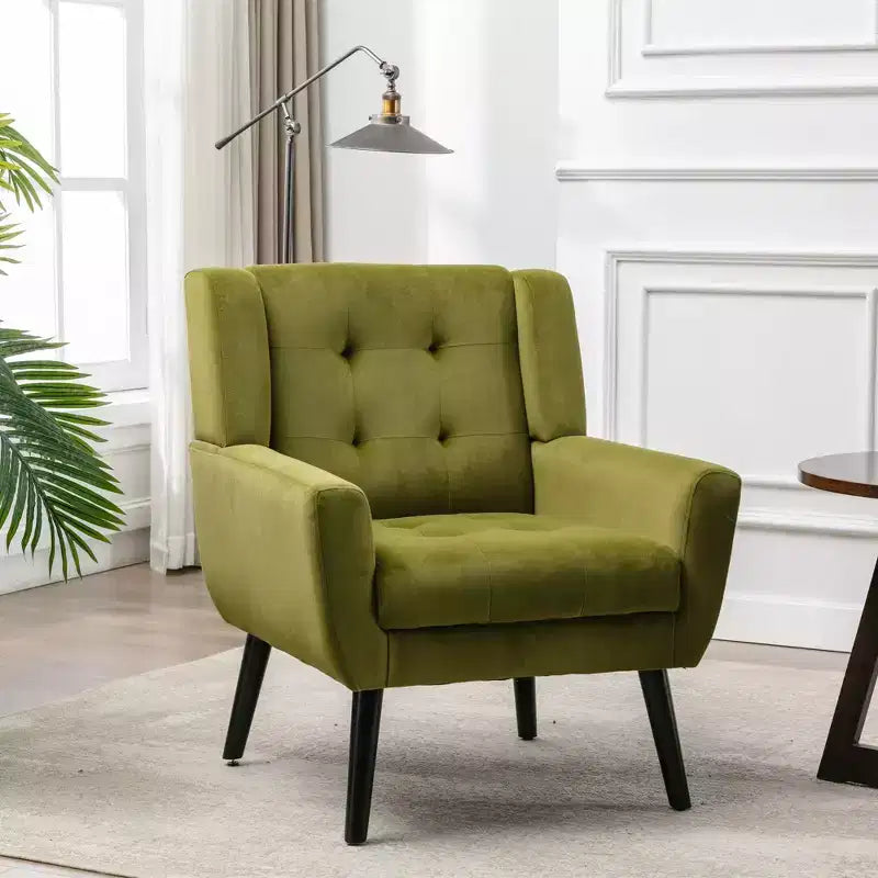 Fauteuils d'appoint pour chambre à coucher, fauteuil d'appoint ergonomique moderne en cuir souple pour salon, avec pieds noirs pour intérieur.
