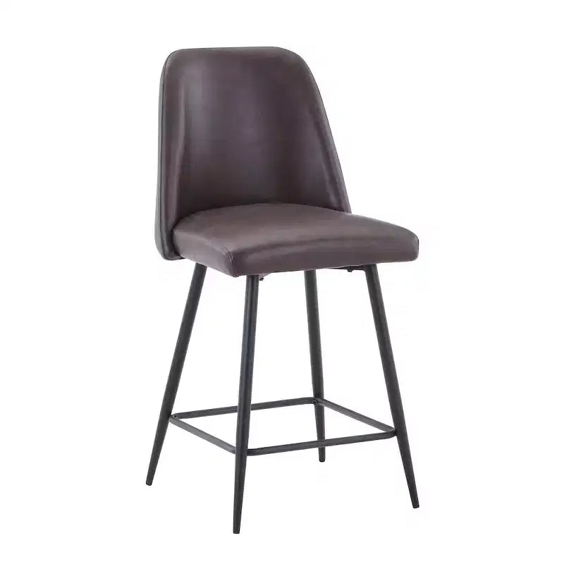 Tabouret de bar mi-siècle moderne en similicuir à hauteur de comptoir