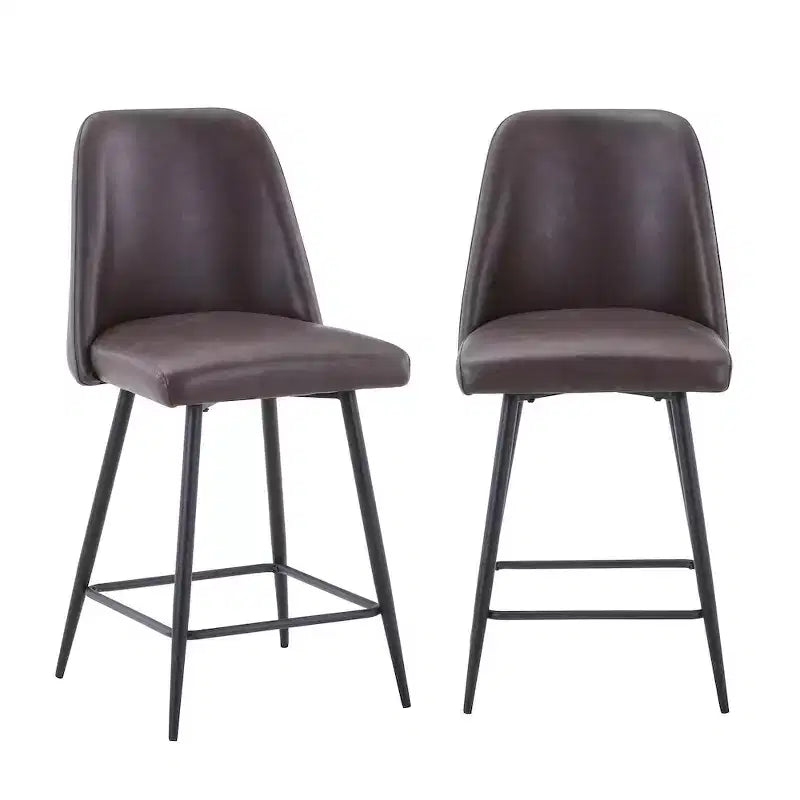 Tabouret de bar mi-siècle moderne en similicuir à hauteur de comptoir