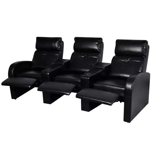 Canapé inclinable 3 places de cinéma maison avec porte-gobelets intégrés - Noir