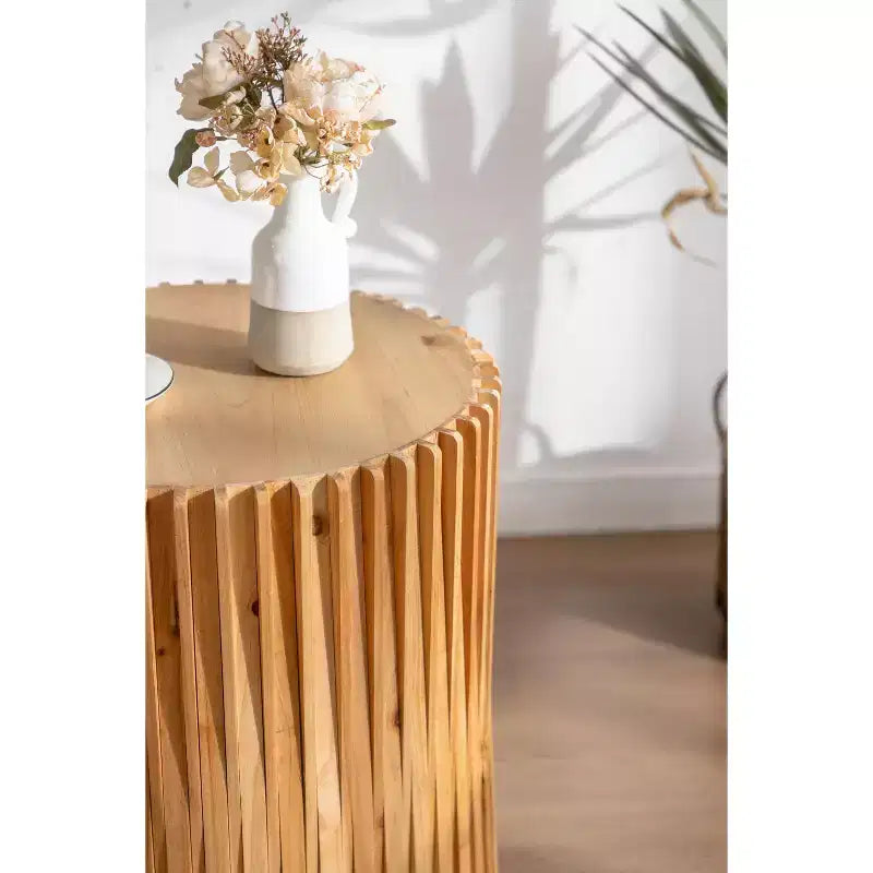 Tables basses et tables d'appoint cylindriques avec motif de fût texturé Styles Mid-Century Modern, Industriel, Brutaliste 16 ou 24H