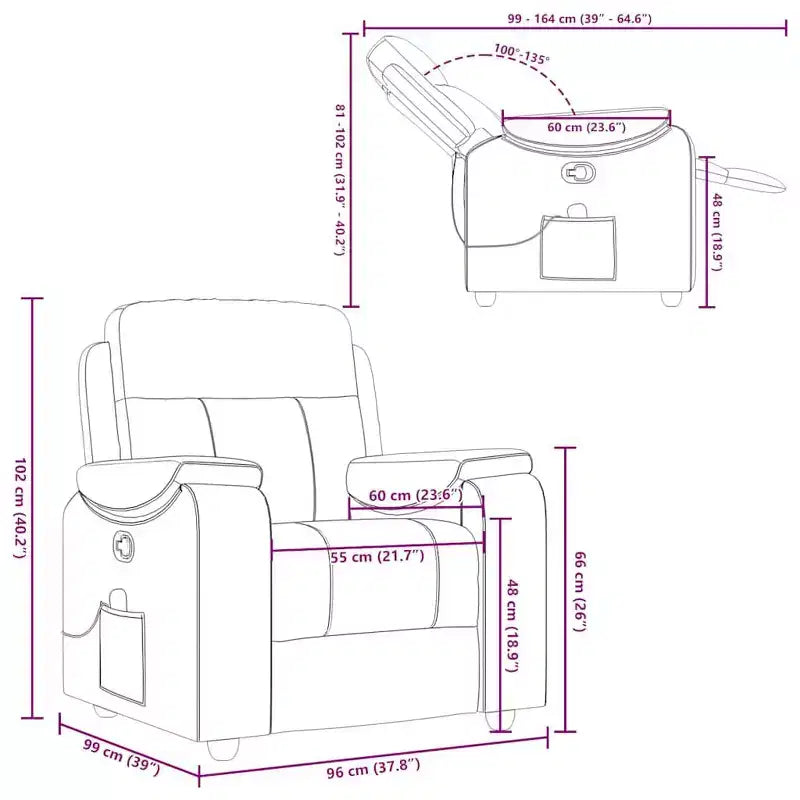 Fauteuil inclinable de massage gris foncé