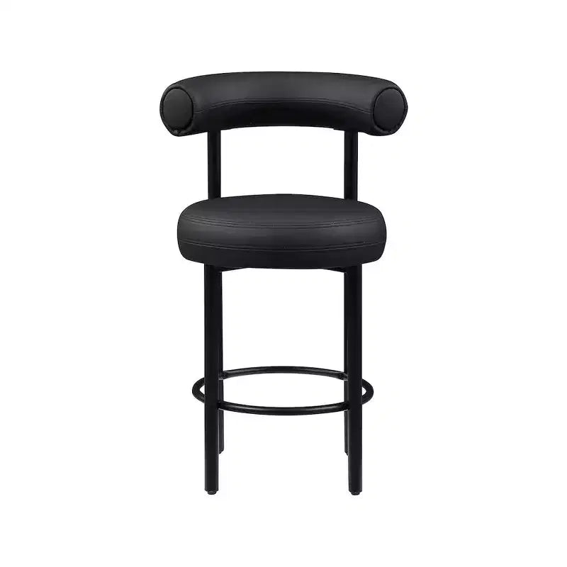 Tabouret de comptoir Bordeaux en cuir vegan noir