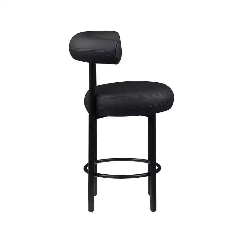Tabouret de comptoir Bordeaux en cuir vegan noir