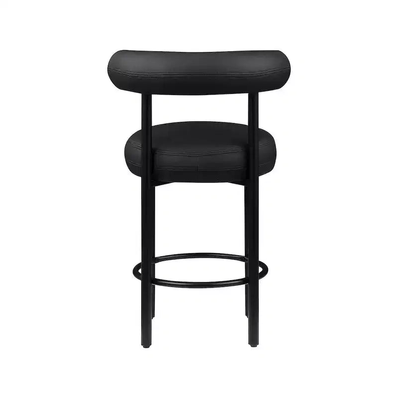 Tabouret de comptoir Bordeaux en cuir vegan noir
