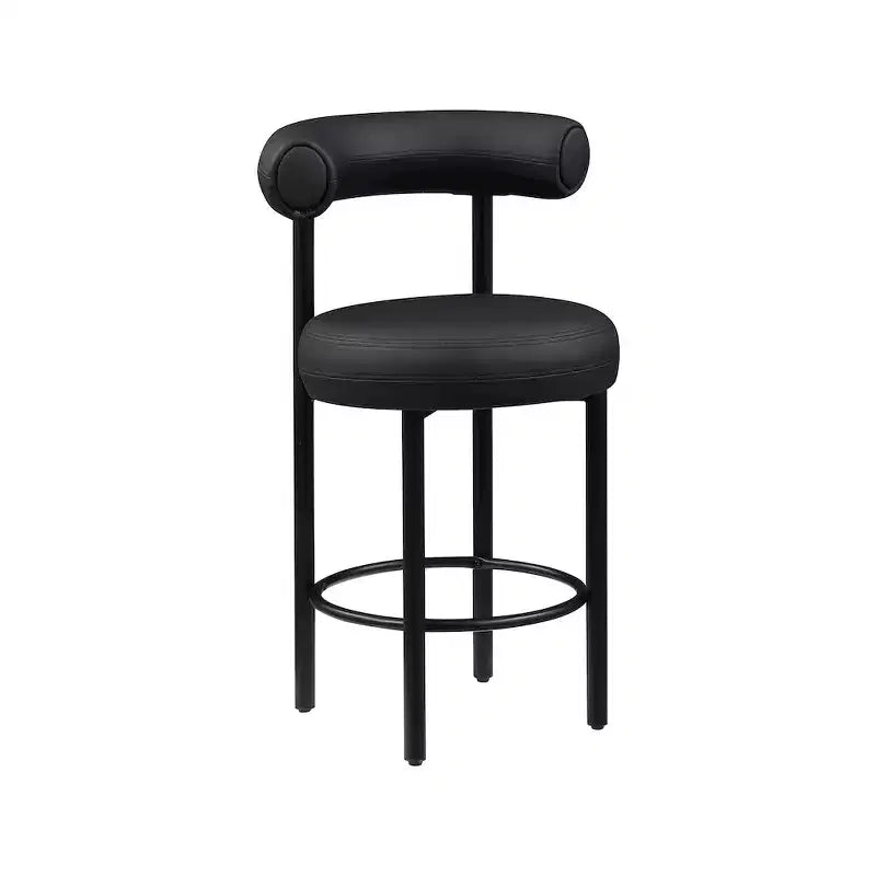 Tabouret de comptoir Bordeaux en cuir vegan noir