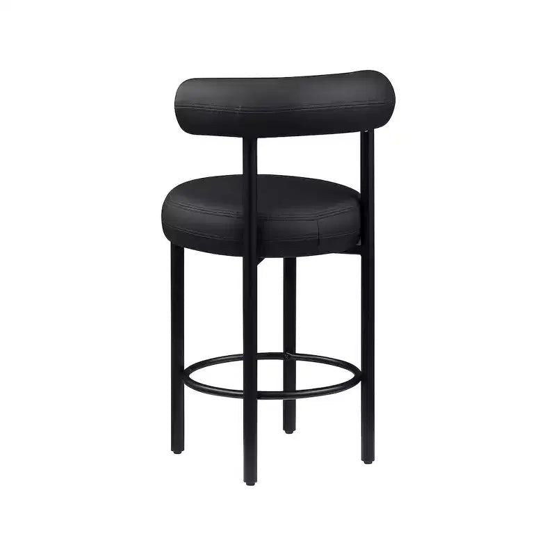 Tabouret de comptoir Bordeaux en cuir vegan noir