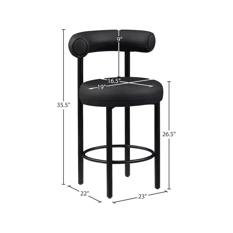 Tabouret de comptoir Bordeaux en cuir vegan noir