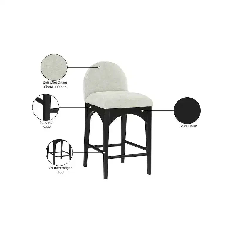 Tabouret en Tissu Chenille Menthe