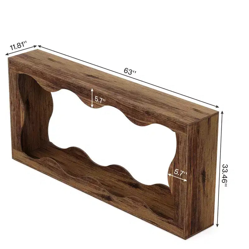 63 Table Console Ondulée Festonnée, Table d'Entrée Rétro Ferme à 2 Niveaux pour la Maison