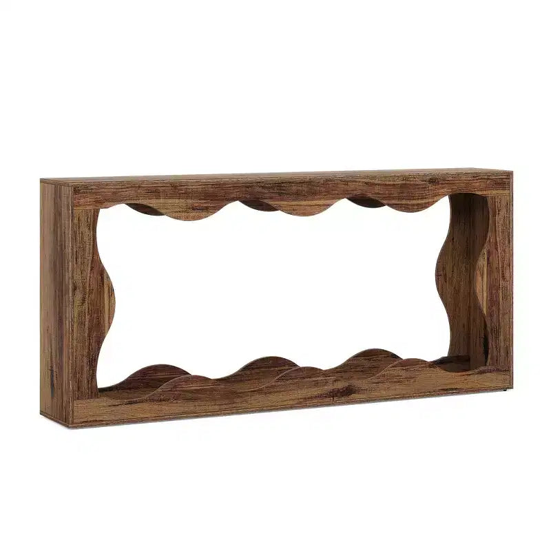 63 Table Console Ondulée Festonnée, Table d'Entrée Rétro Ferme à 2 Niveaux pour la Maison