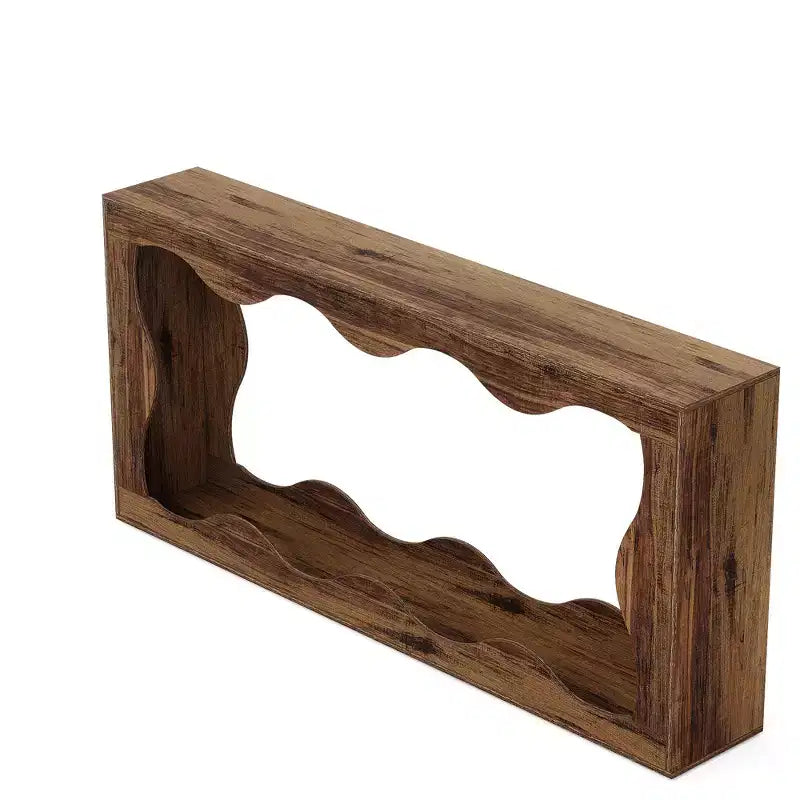 63 Table Console Ondulée Festonnée, Table d'Entrée Rétro Ferme à 2 Niveaux pour la Maison