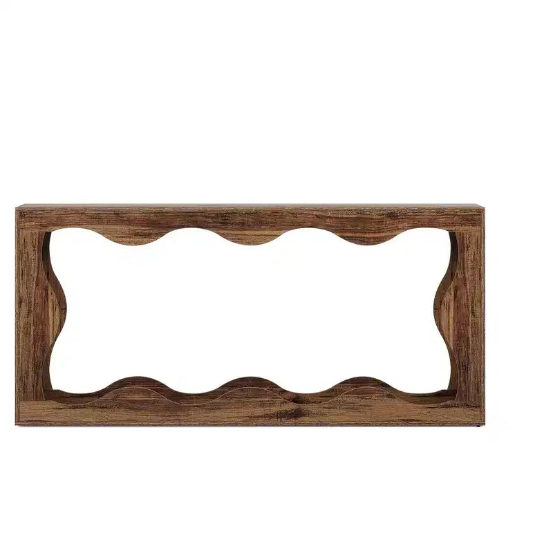 63 Table Console Ondulée Festonnée, Table d'Entrée Rétro Ferme à 2 Niveaux pour la Maison