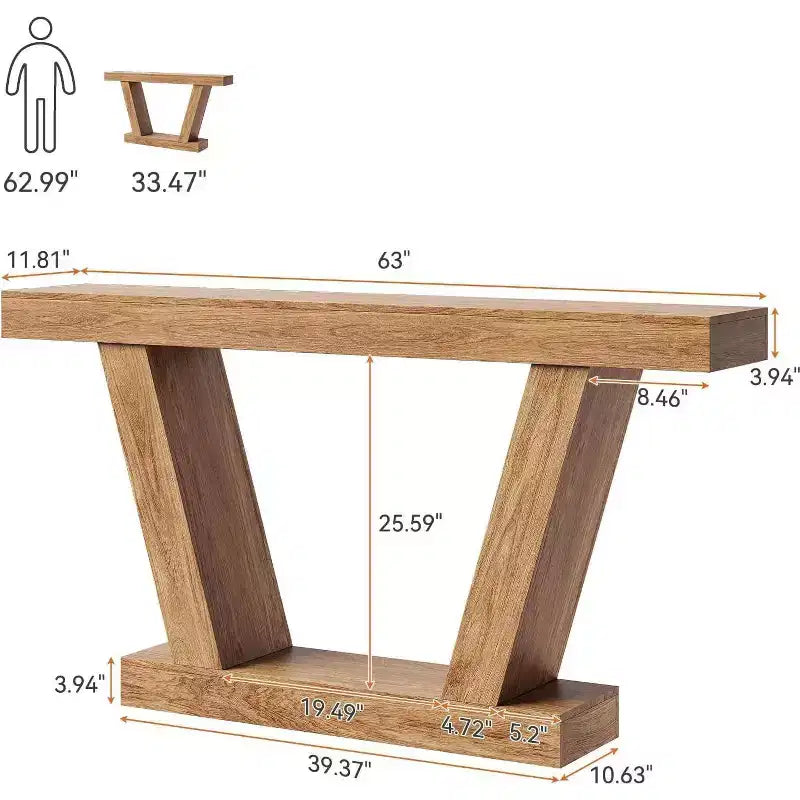 Console,table étroite de style rustique à double niveau,extra longue,table d'entrée pour couloirs,halls d'entrée et salons