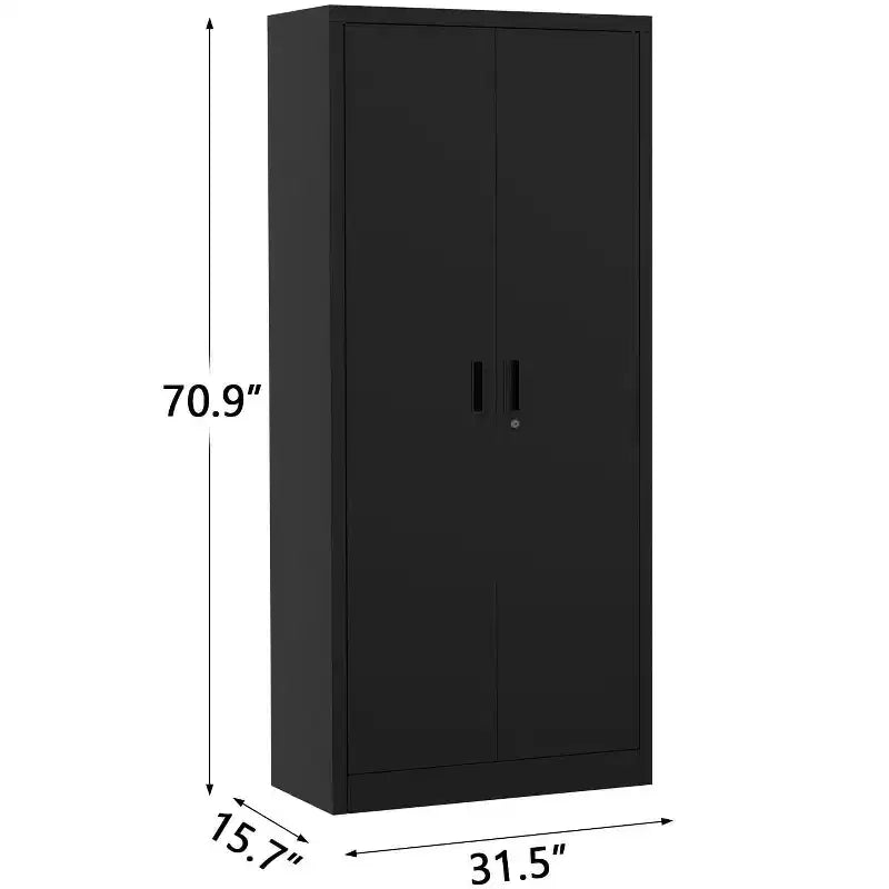 Armoire de rangement métallique haute de 180 cm avec portes et 4 étagères réglables, armoire robuste et verrouillable