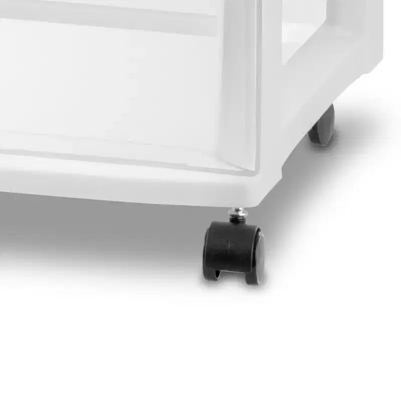 Chariot de rangement large à 3 tiroirs, Organiseur roulant en plastique, Blanc, Lot de 4