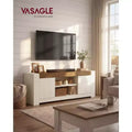 VASAGLE TV Stand, Farmhouse Entertainment Center with Storage Cabinets, Media Console Table for 65 Inch TV, Rustic White and Honey Brown