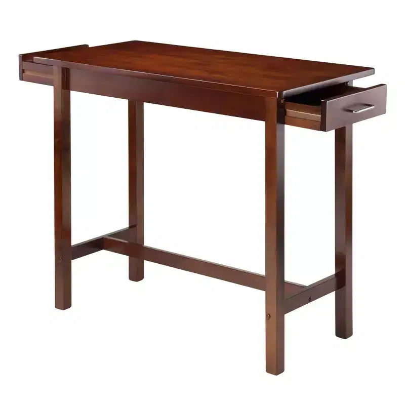 Table de petit-déjeuner en bois/noyer antique : Rectangulaire 2 places avec tiroirs de rangement, Meuble de cuisine