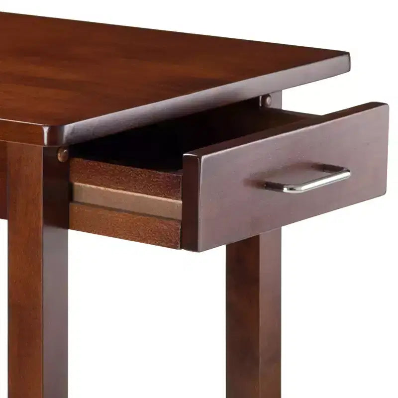Table de petit-déjeuner en bois/noyer antique : Rectangulaire 2 places avec tiroirs de rangement, Meuble de cuisine