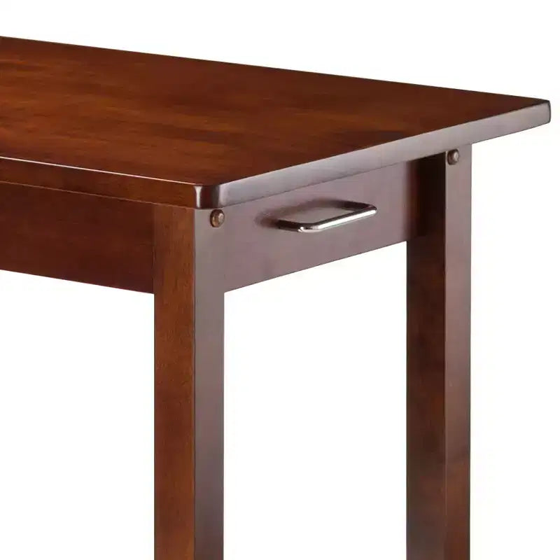 Table de petit-déjeuner en bois/noyer antique : Rectangulaire 2 places avec tiroirs de rangement, Meuble de cuisine